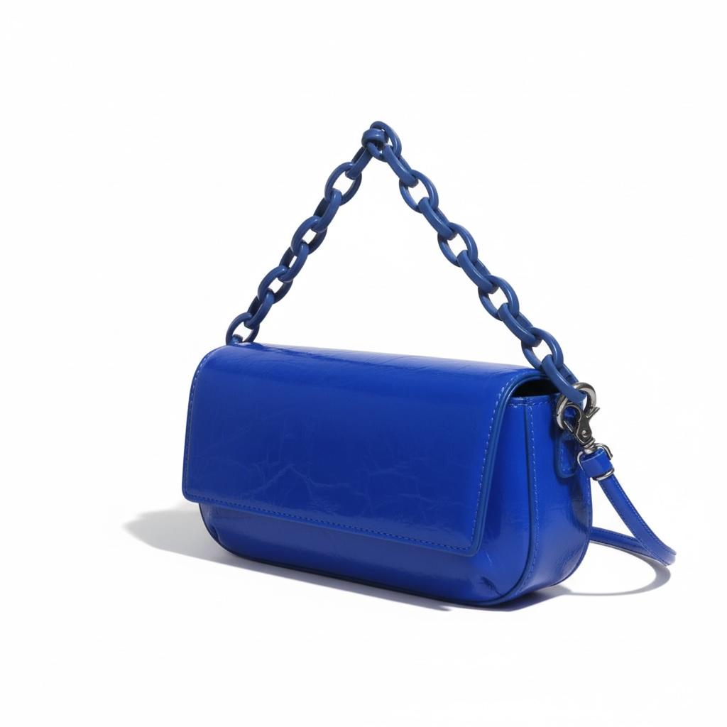 Electric Blue Chain Baguette Bag