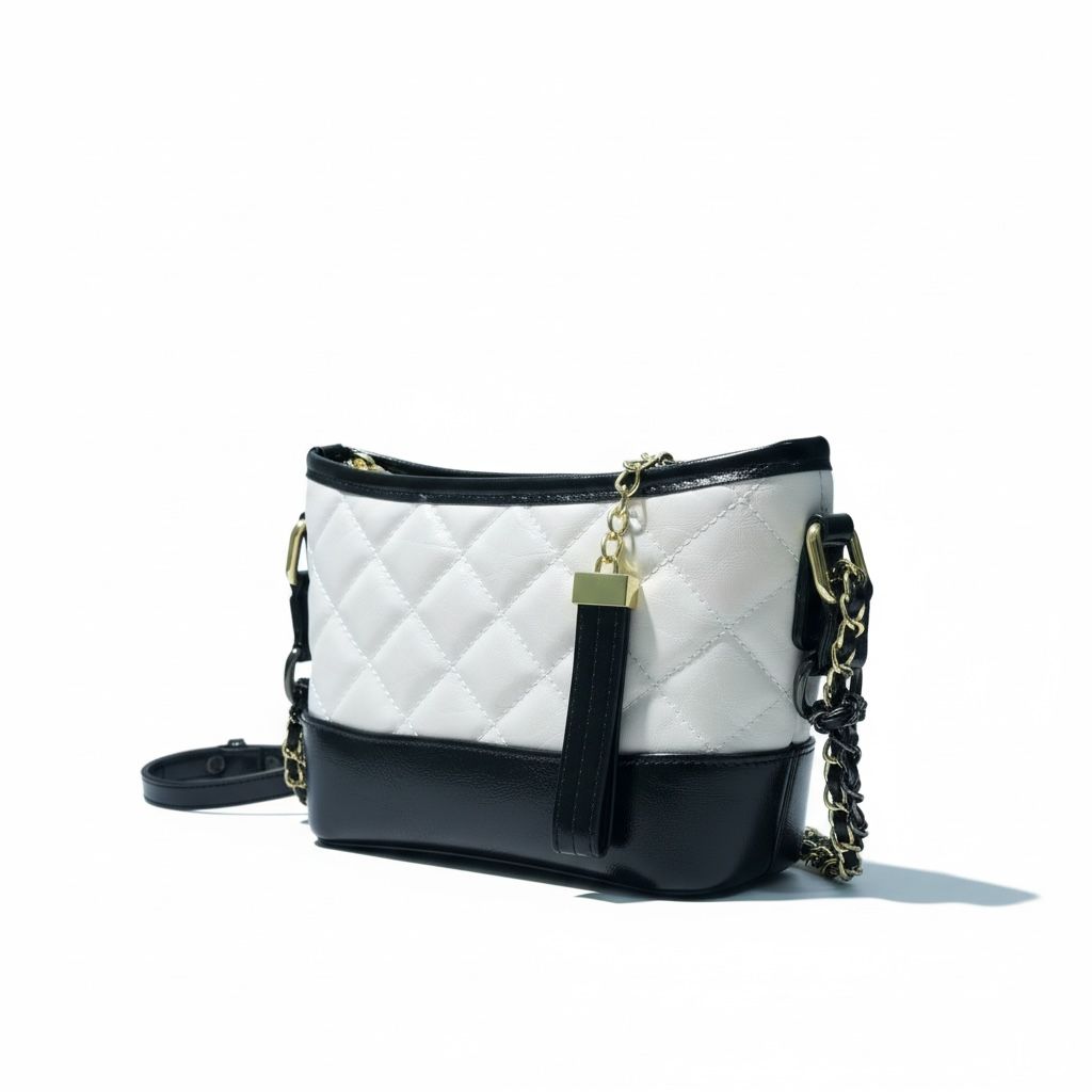 Dual Tone Sling Bag with Gold Interwoven Chain Strap