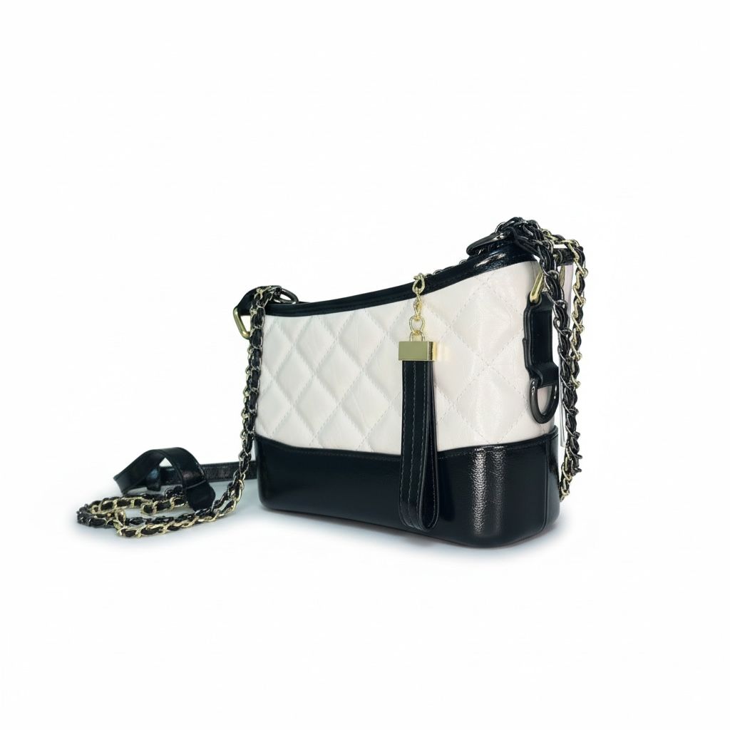 Dual Tone Sling Bag with Gold Interwoven Chain Strap