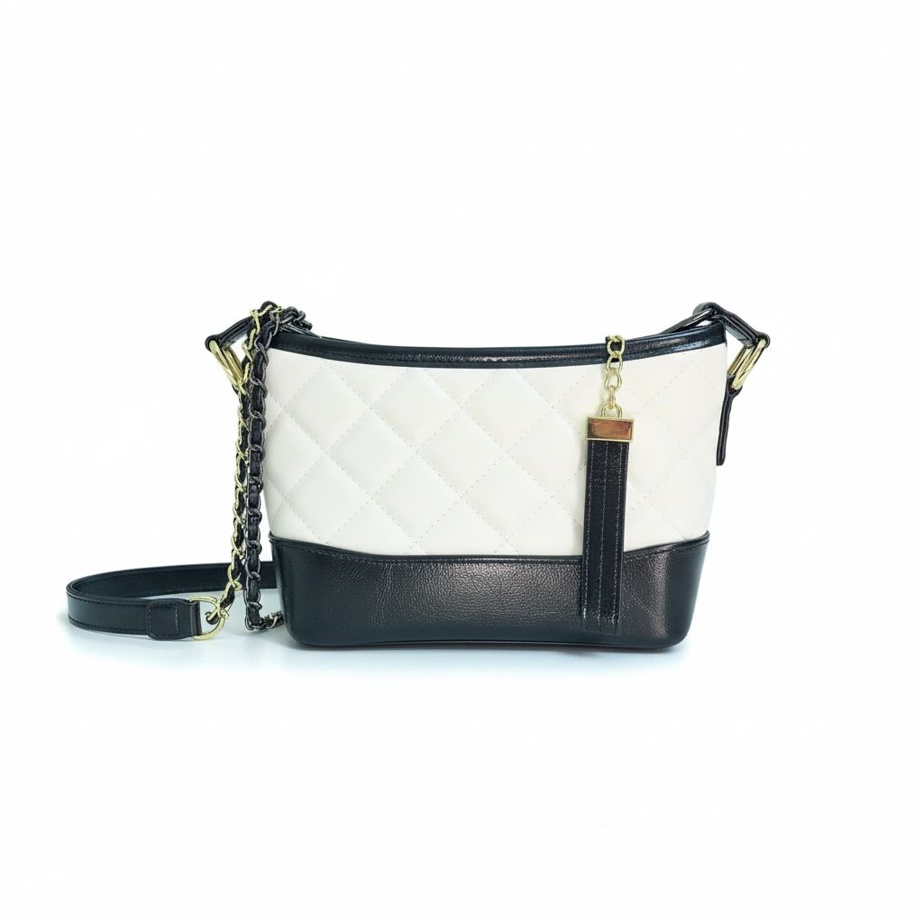 Dual Tone Sling Bag with Gold Interwoven Chain Strap