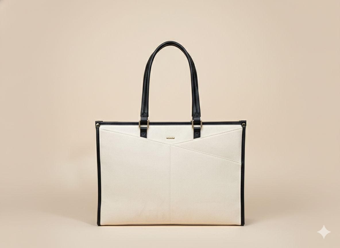Ivory Horizon Structured Laptop Tote