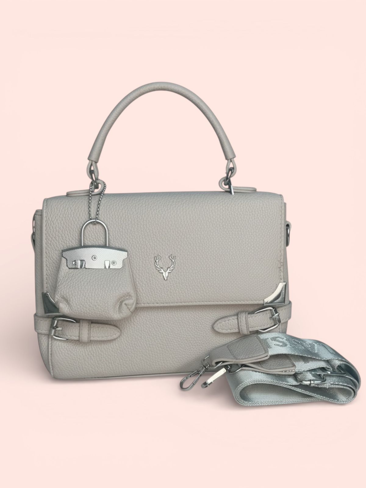 The Nude Pebbled Bag with Keychain