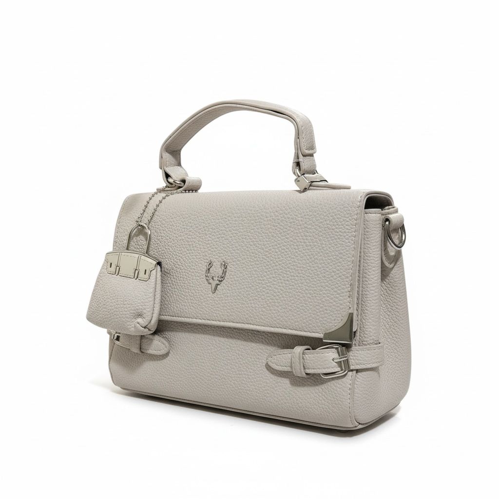 The Nude Pebbled Bag with Keychain