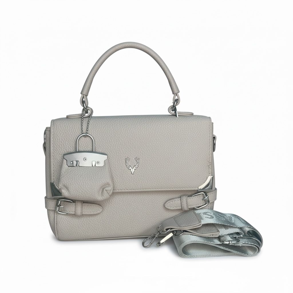 The Nude Pebbled Bag with Keychain