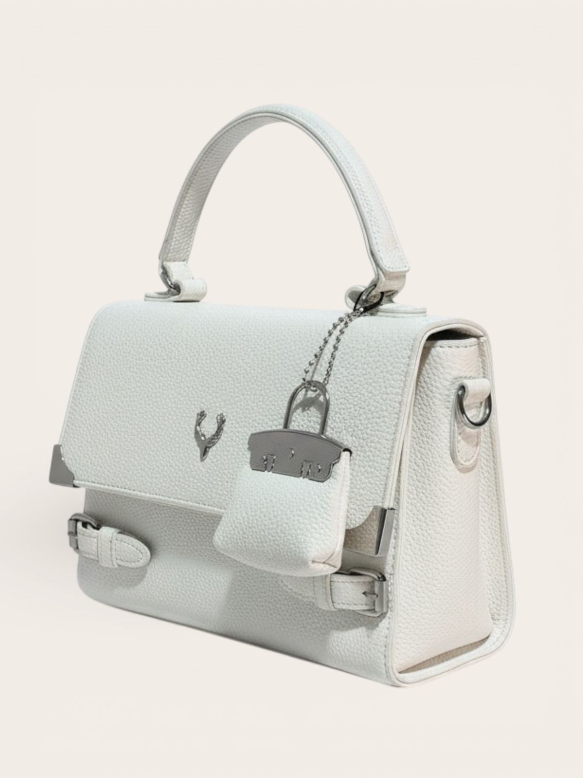 The Nude Pebbled Bag with Keychain